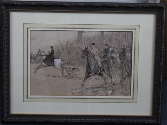 Cecil Aldin (1870-1935) Hunting scene, The Chase, 10 x 15.5in.